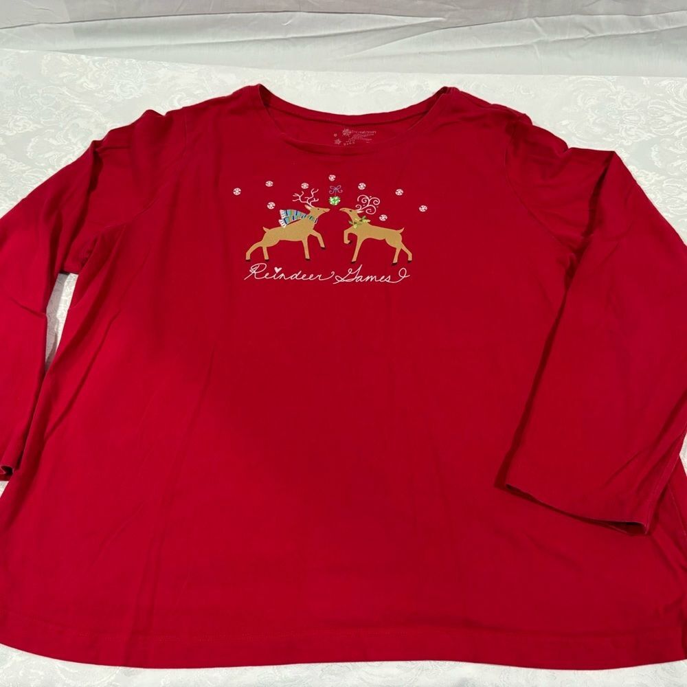 Red Reindeer Games Long Sleeve Shirt womanโs 2X